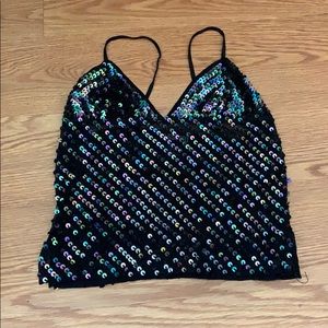 Black sequin tank top